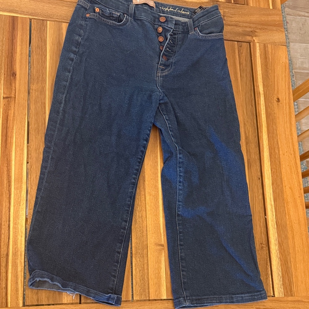 7 For All Mankind Dark Blue Flare Jeans Cropped Alexa